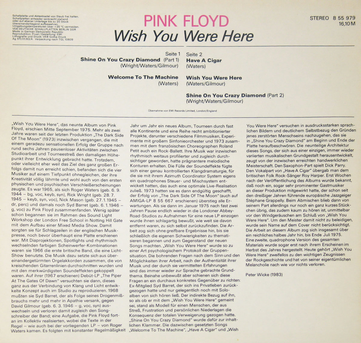 High Resolution Photo #2 PINK FLOYD Wish You Were Amiga 